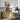 The Wooden Jetty Wall Art in a Natural Floating Frame above an oak sideboard in a dining room