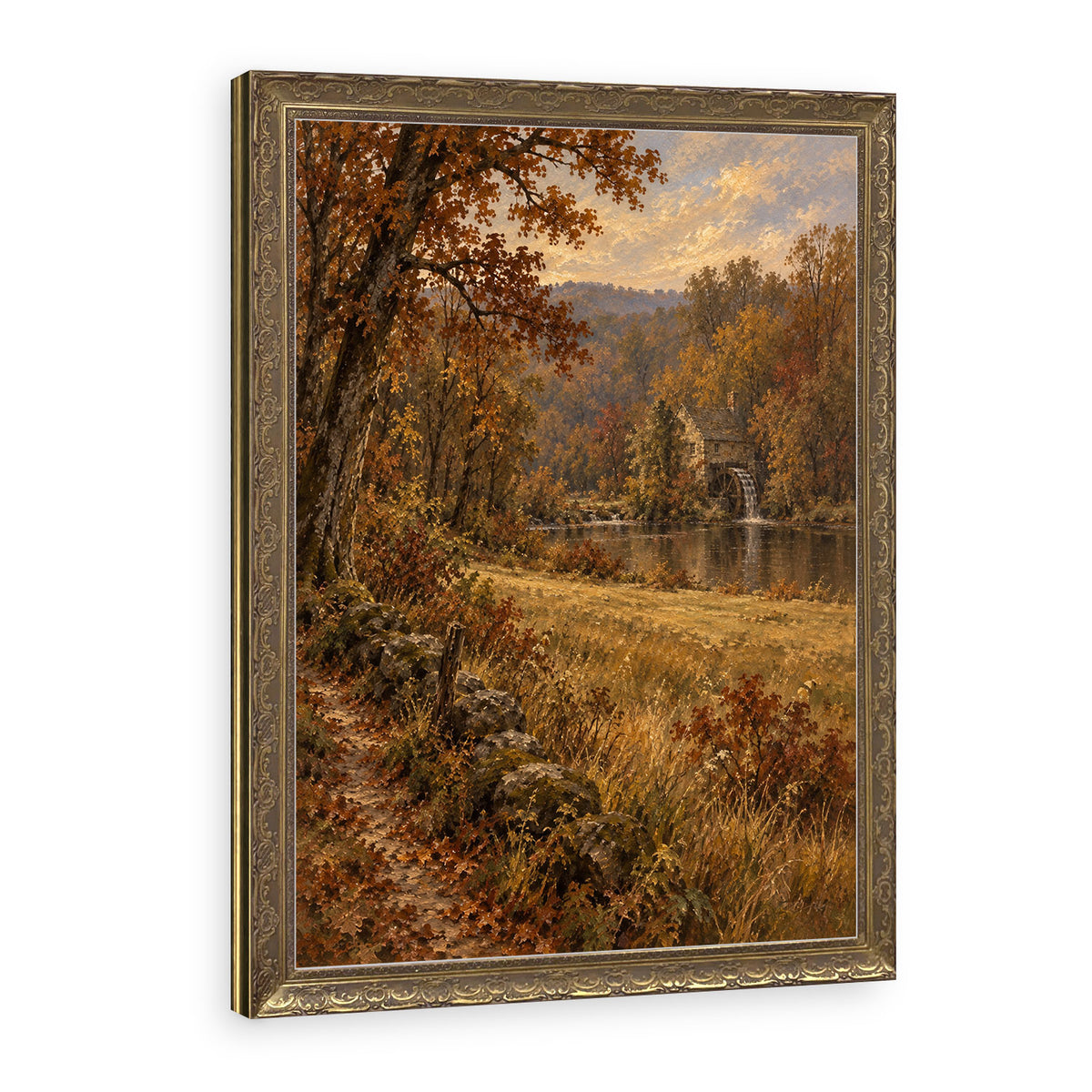 The Woodland Edge Wall Art in a Gold Ornate Frame