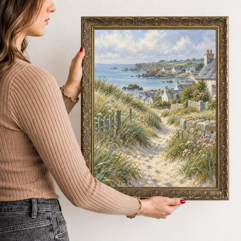 Through the Dunes Wall Art in a Gold Ornate Frame, held to show its size