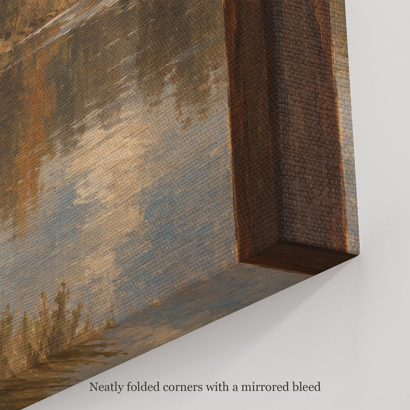 Through the Mill Window Wall Art, canvas corner with neatly folded corners and a mirrored bleed