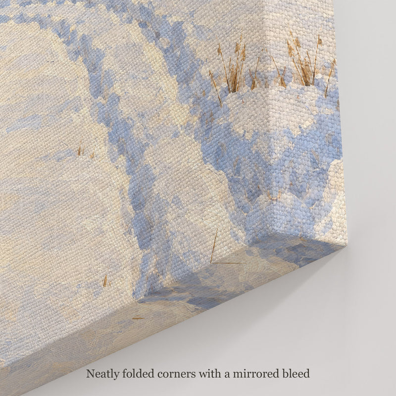 Tracks to the Hay Barn Wall Art, canvas corner with neatly folded corners and a mirrored bleed